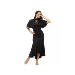 Shoshanna Black Hi Lo Lace Trim Dress 6